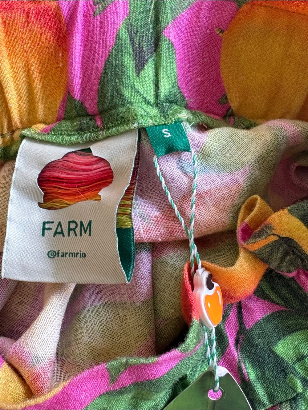 FARM Rio Paper Bag Tie-Waist Orange Sunset Shorts - Picture 3 of 4